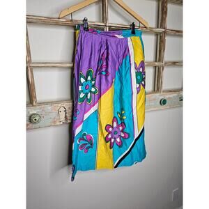 Vintage Colorful Floral 60's Retro Vibe Skirt by Sophisticates Ladies size 12
